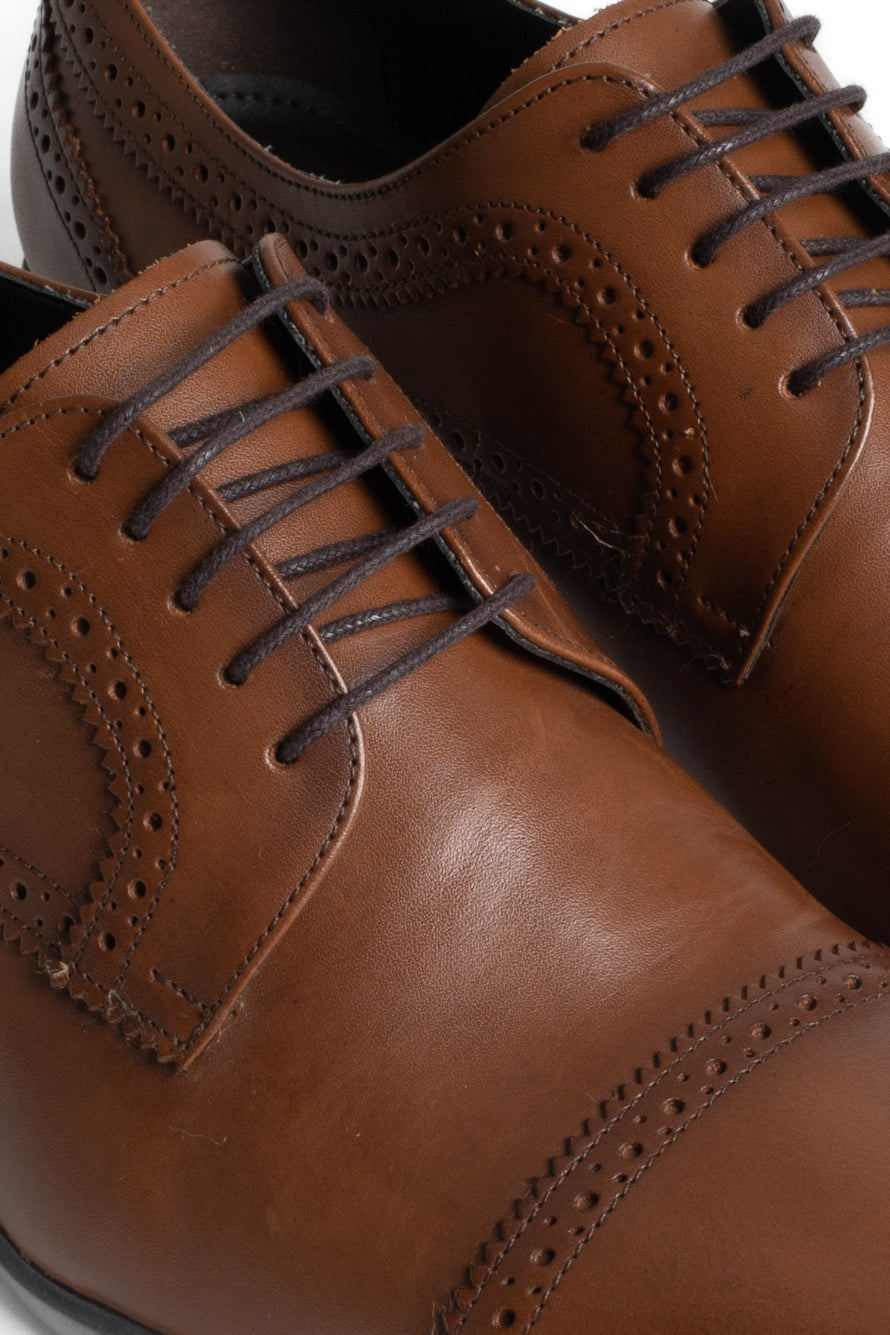 Sapato Social Amarrar Finioil Com Picote - Whisky