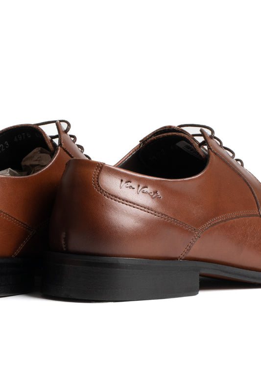 Sapato Social De Amarrar Sola Couro - Whisky