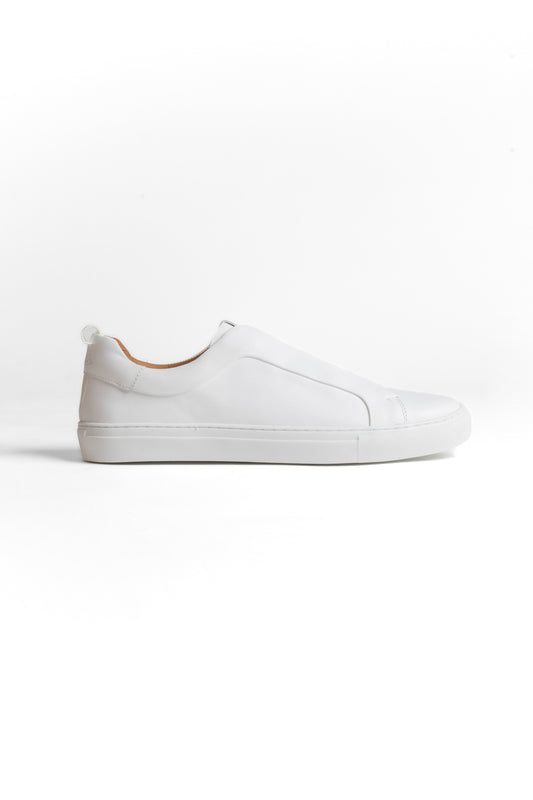 Tênis Couro Com Elástico - Branco
