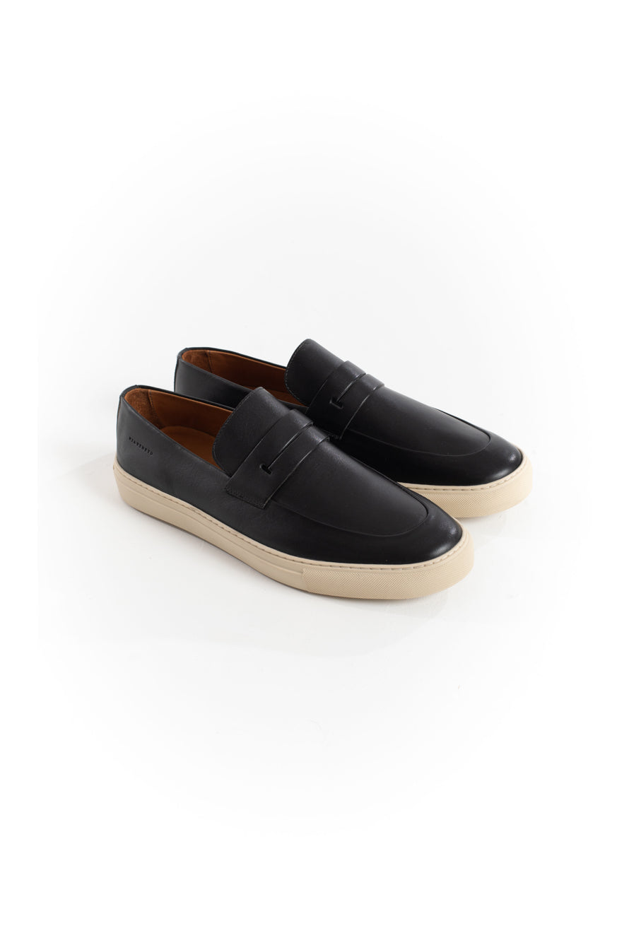 Mocassim Gravata Milão De Couro - Preto