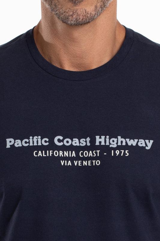 Camiseta Gola Careca Pacific Coast Highway - Marinho