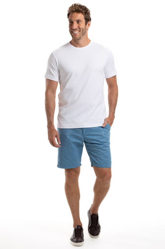 Camiseta Gola Careca Pima Lisa Interlock - Branco