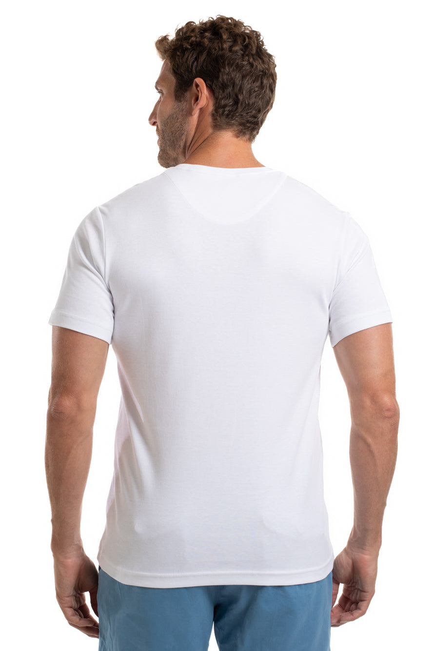 Camiseta Gola Careca Pima Lisa Interlock - Branco
