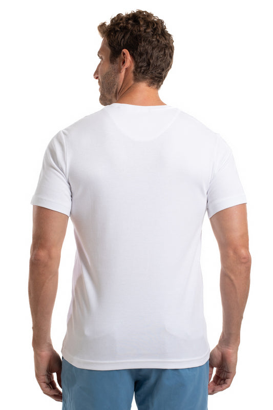Camiseta Gola Careca Pima Lisa Interlock - Branco