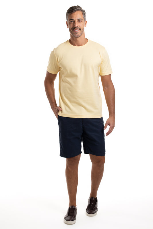Camiseta Gola Careca Pima Lisa Interlock - Amarela