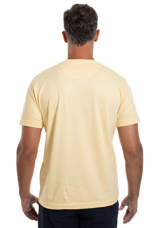 Camiseta Gola Careca Pima Lisa Interlock - Amarela