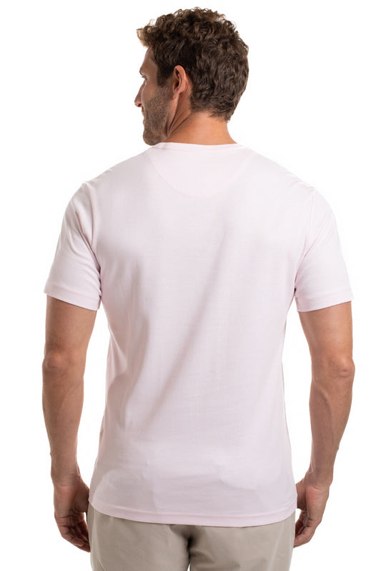 Camiseta Gola Careca Pima Lisa Interlock - Rosa Claro