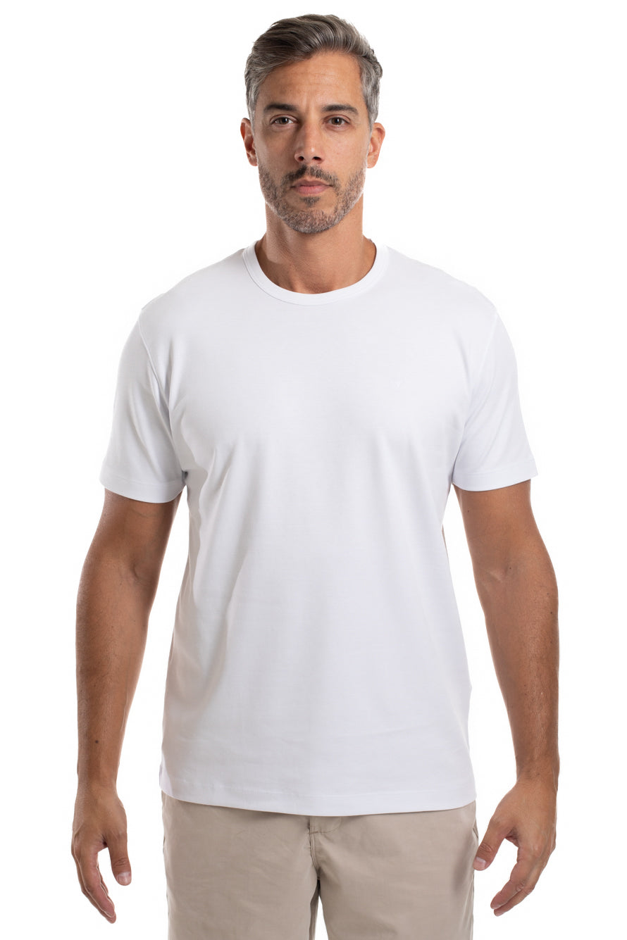 Camiseta Pima Interlock Gola Careca - Branco