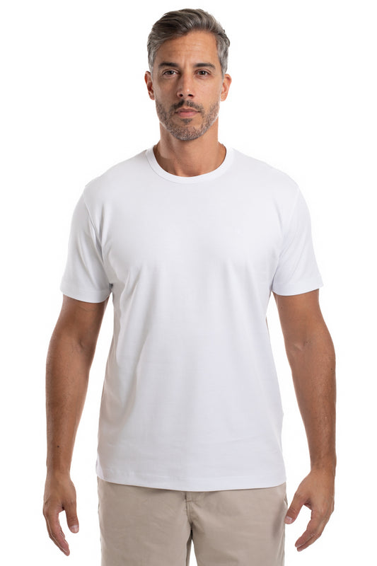 Camiseta Pima Interlock Gola Careca - Branco