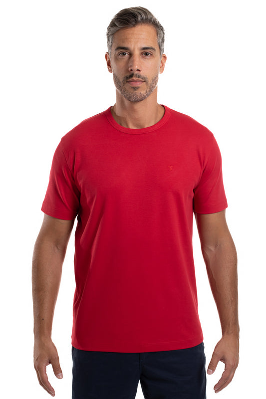Camiseta Pima Interlock Gola Careca - Vermelho Claro