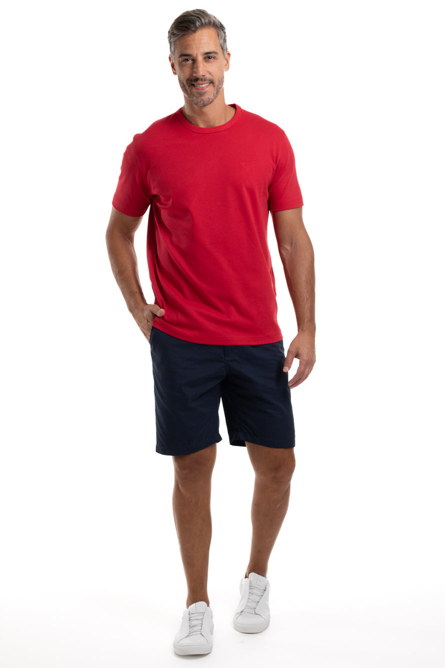Camiseta Pima Interlock Gola Careca - Vermelho Claro