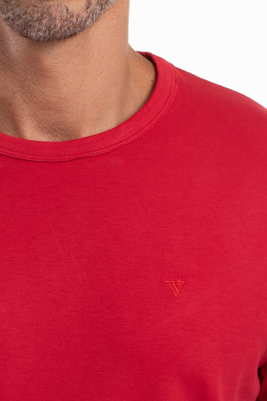 Camiseta Pima Interlock Gola Careca - Vermelho Claro