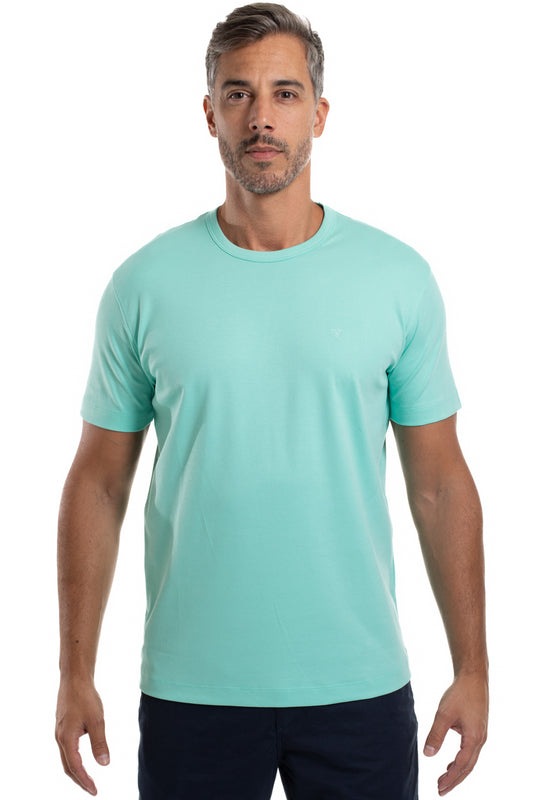 Camiseta Pima Interlock Gola Careca - Azul Piscina