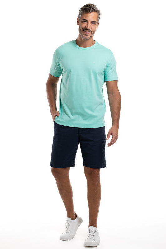 Camiseta Pima Interlock Gola Careca - Azul Piscina