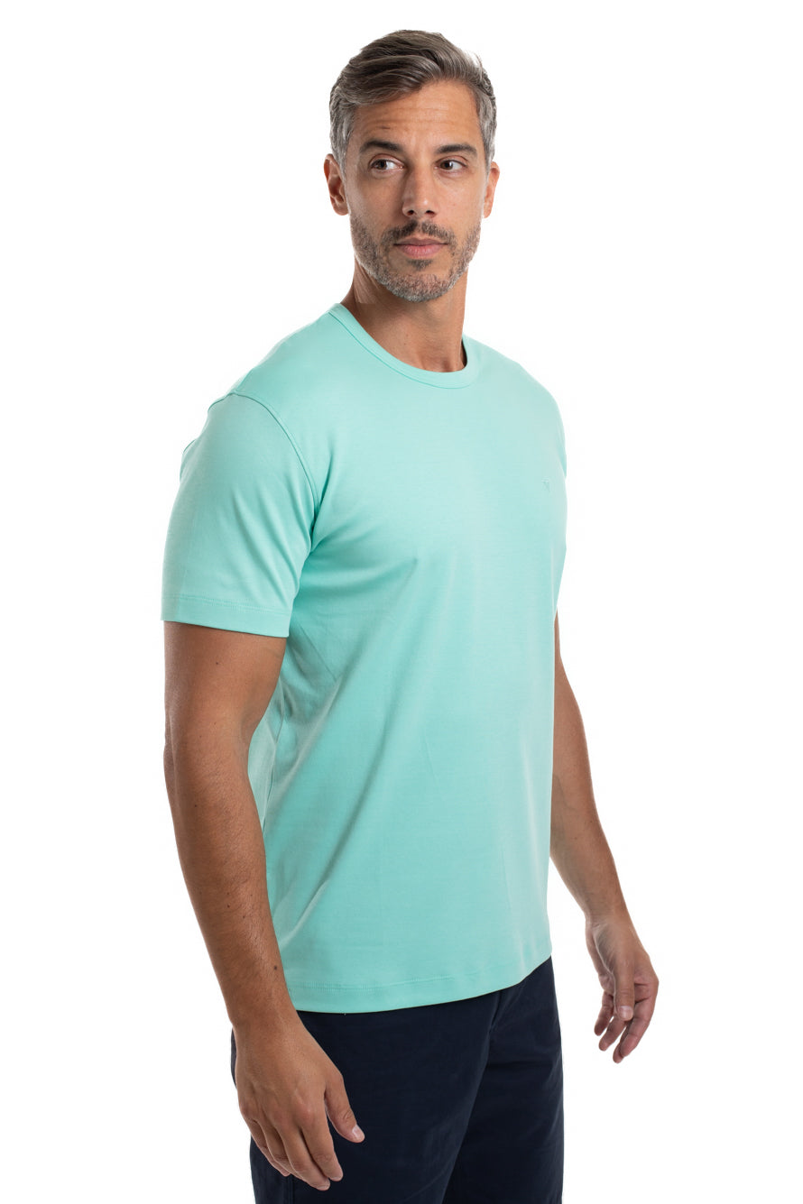 Camiseta Pima Interlock Gola Careca - Azul Piscina