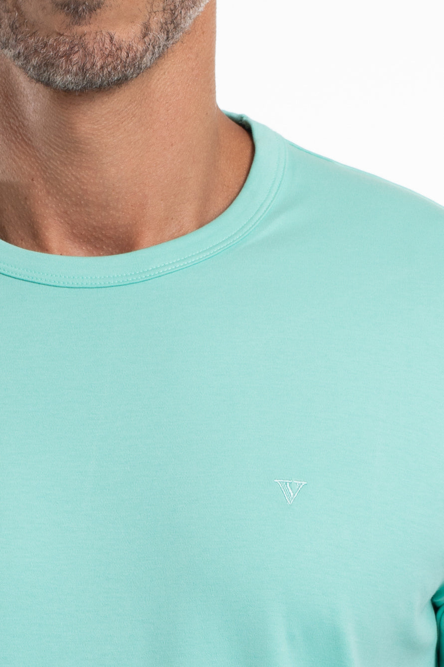 Camiseta Pima Interlock Gola Careca - Azul Piscina