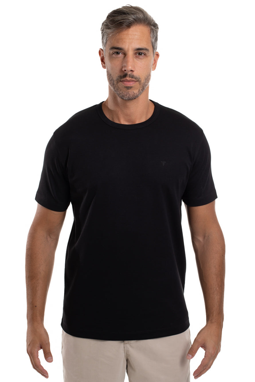 Camiseta Pima Interlock Gola Careca - Preto