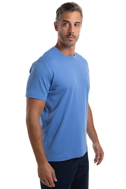 Camiseta Pima Interlock Gola Careca - Azul Medio