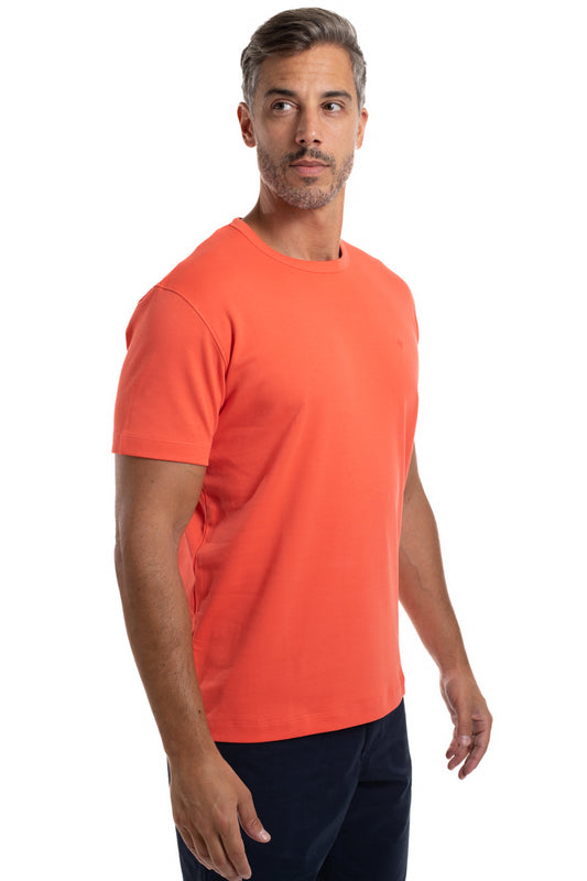 Camiseta Pima Interlock Gola Careca - Coral