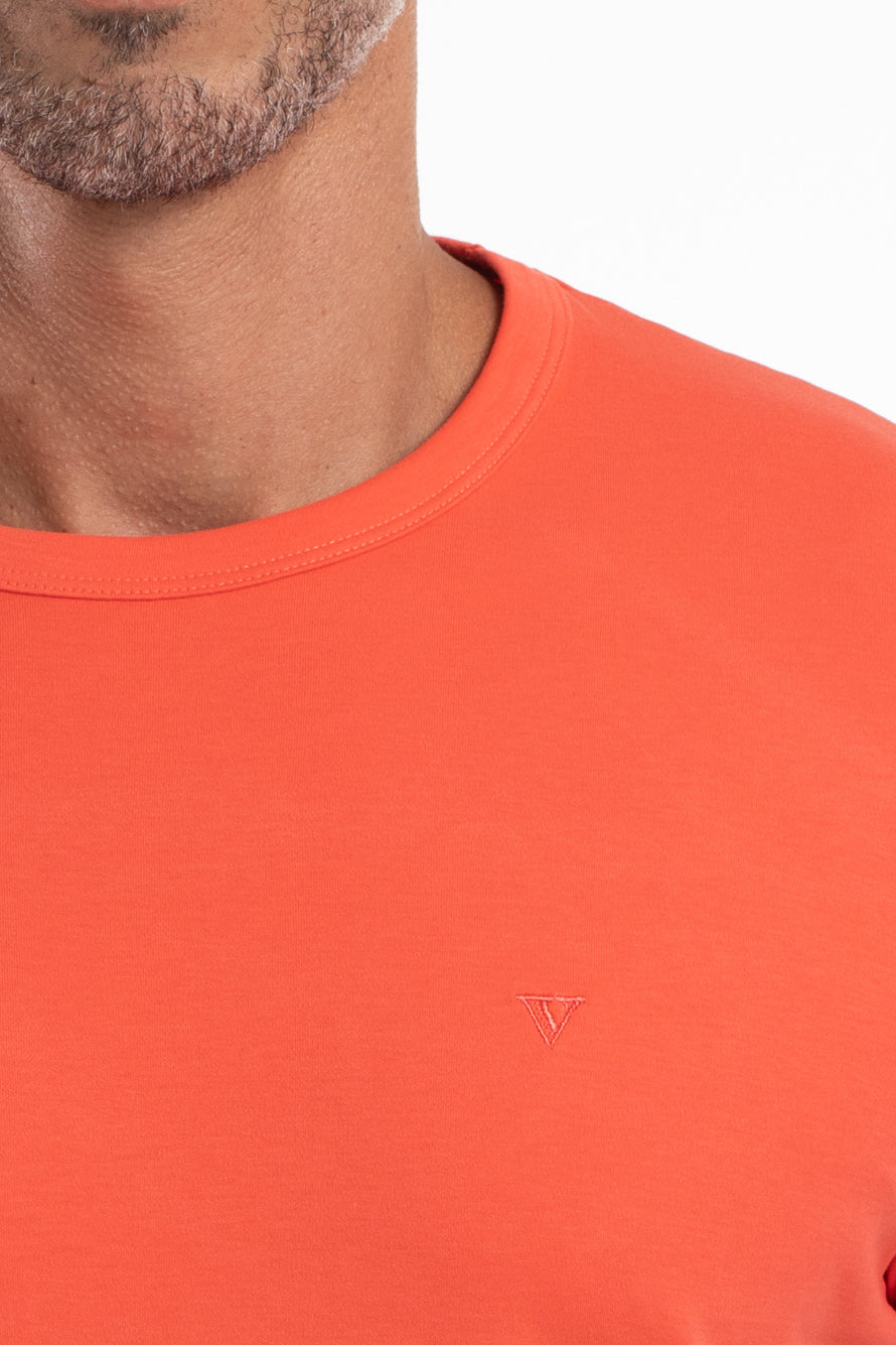 Camiseta Pima Interlock Gola Careca - Coral