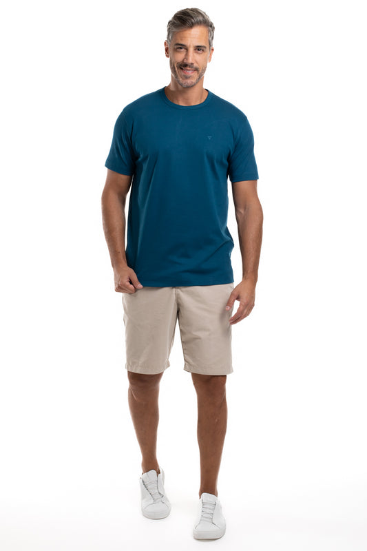 Camiseta Pima Interlock Gola Careca - Azul Cobalto