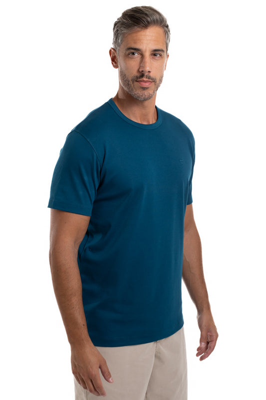 Camiseta Pima Interlock Gola Careca - Azul Cobalto