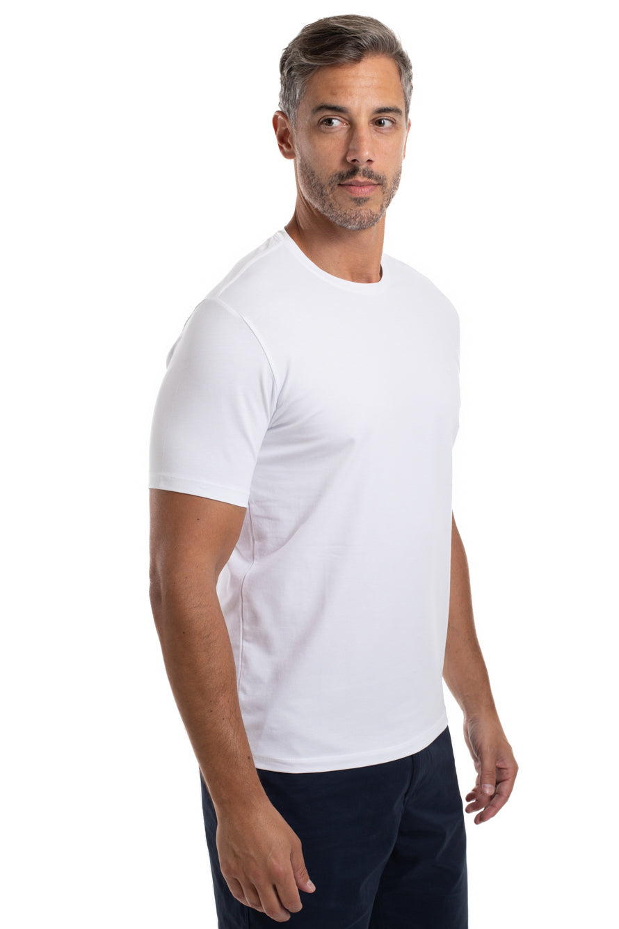 Camiseta Gola Careca Manga Curta Strech Lisa - Branco