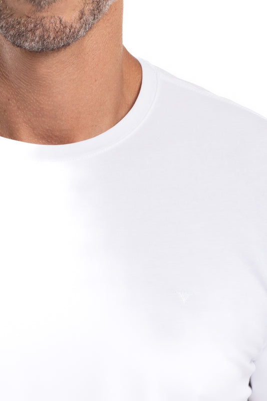 Camiseta Gola Careca Manga Curta Strech Lisa - Branco