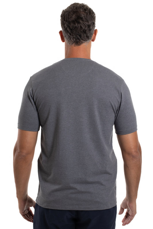 Camiseta Gola Careca Manga Curta Strech Lisa - Chumbo