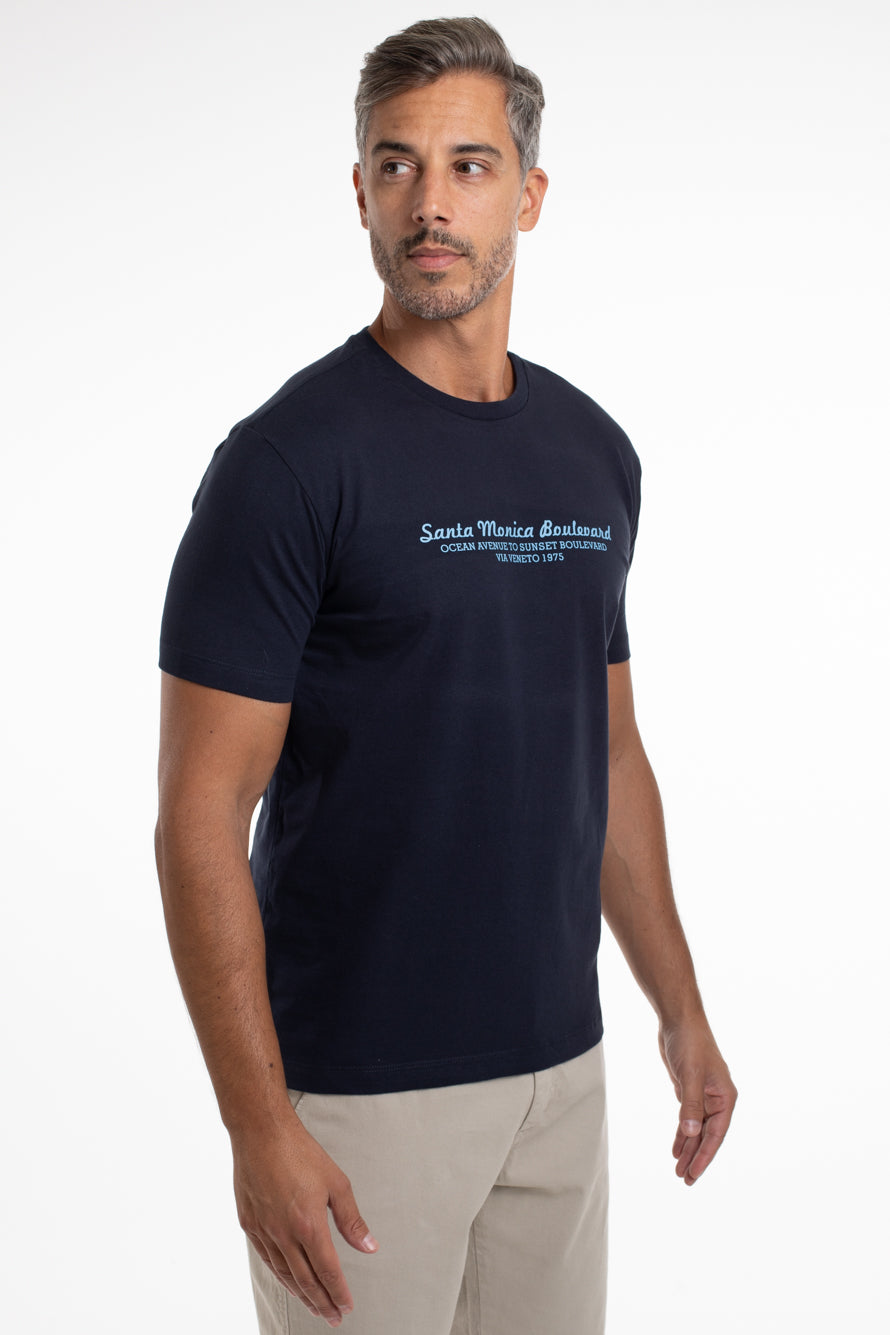 Camiseta Gola Careca Santa Monica Boulevard - Marinho