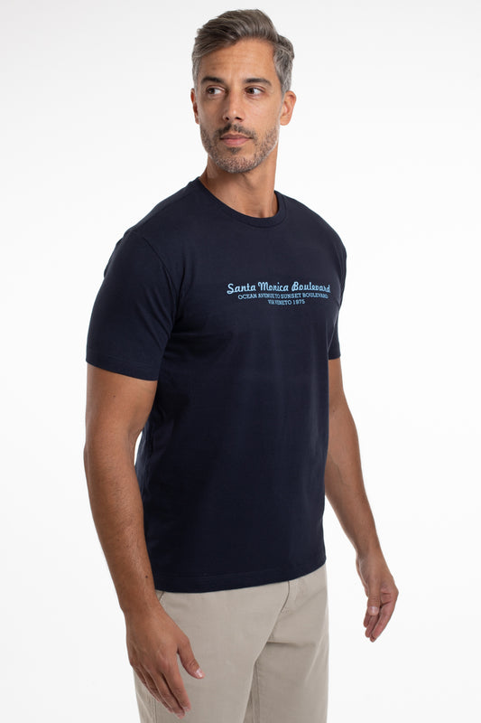 Camiseta Gola Careca Santa Monica Boulevard - Marinho