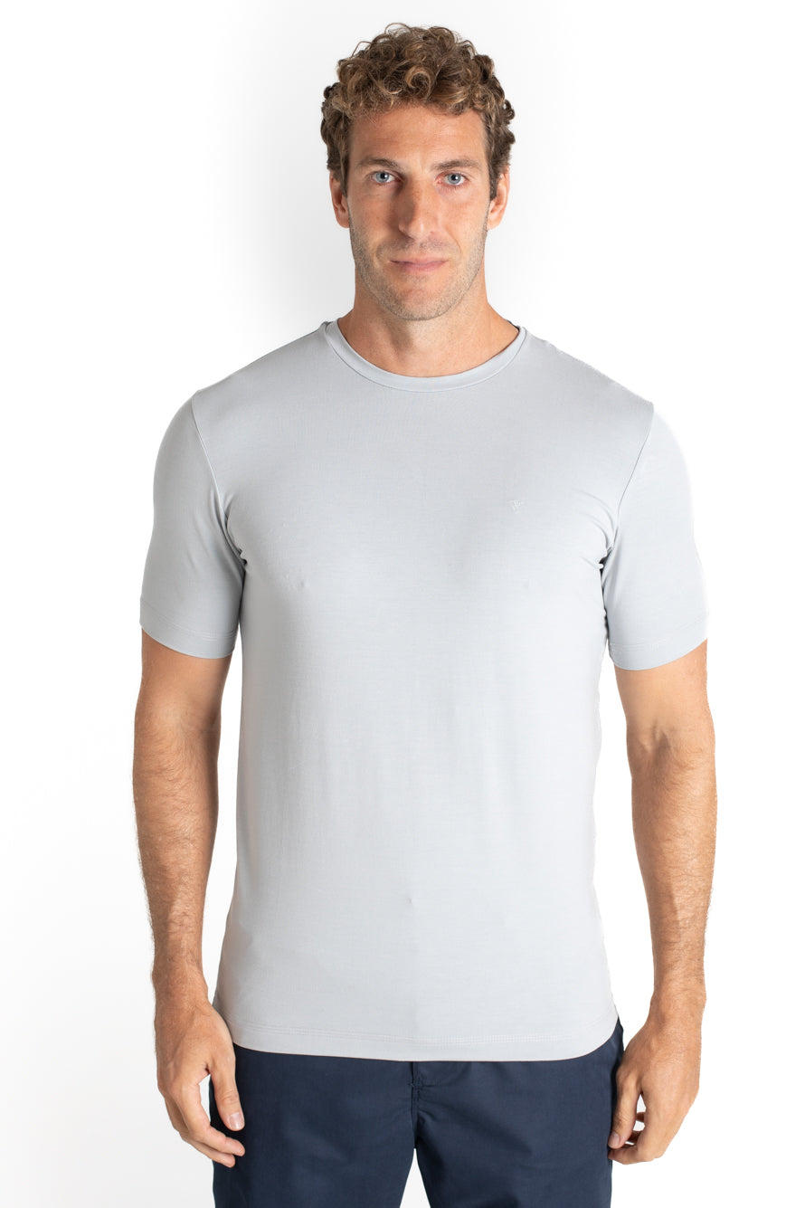 Camiseta Pima Careca Lisa - Cinza Claro
