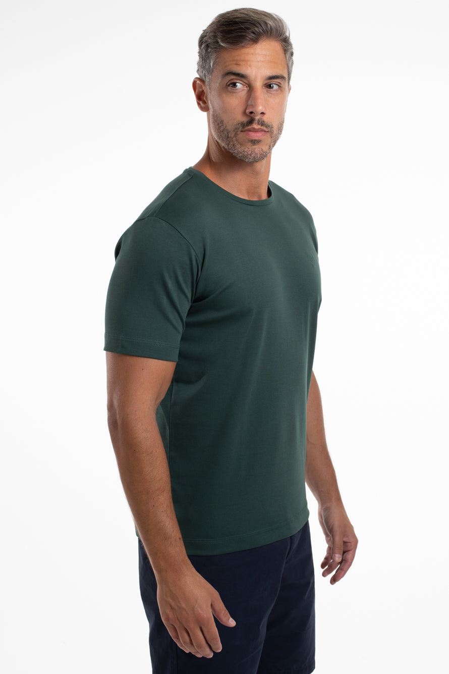 Camiseta Gola Careca Algodão Pima Bordada - Verde