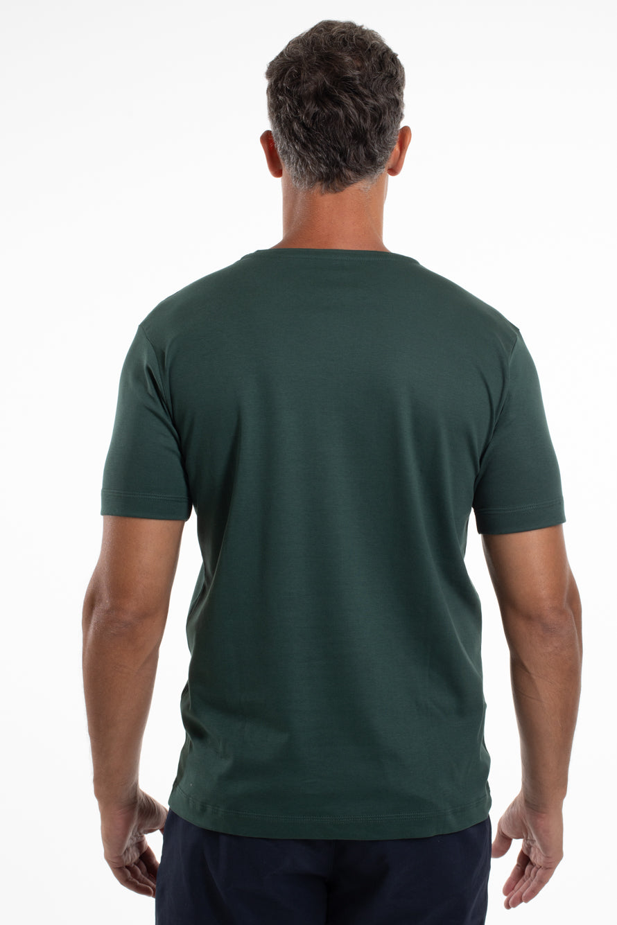 Camiseta Gola Careca Algodão Pima Bordada - Verde
