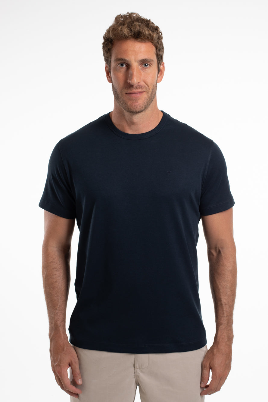 Camiseta Pima Gola Careca - Marinho