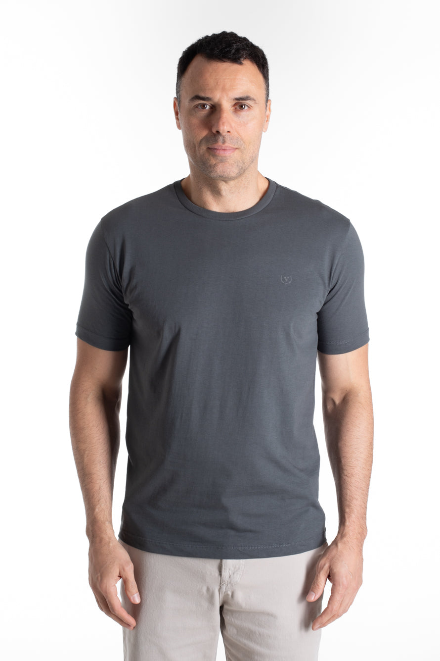 Camiseta Manga Curta Algodão Soft - Cinza Escuro