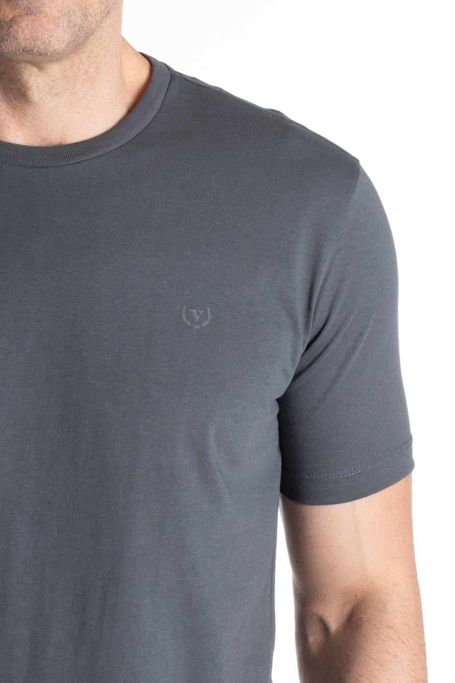 Camiseta Manga Curta Algodão Soft - Cinza Escuro