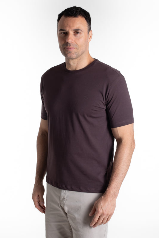 Camiseta Manga Curta Algodão Soft - Marrom Escuro