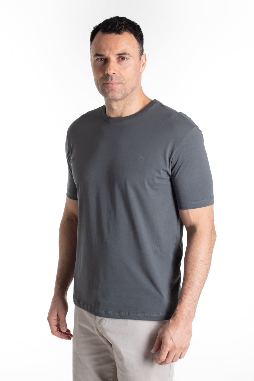Camiseta Manga Curta Algodão Soft - Chumbo