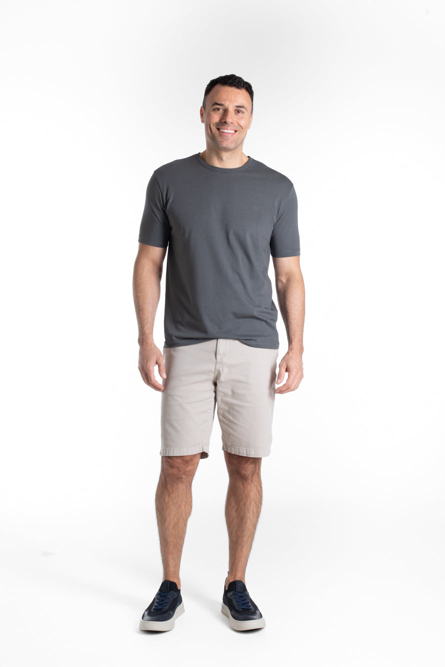 Camiseta Manga Curta Algodão Soft - Chumbo