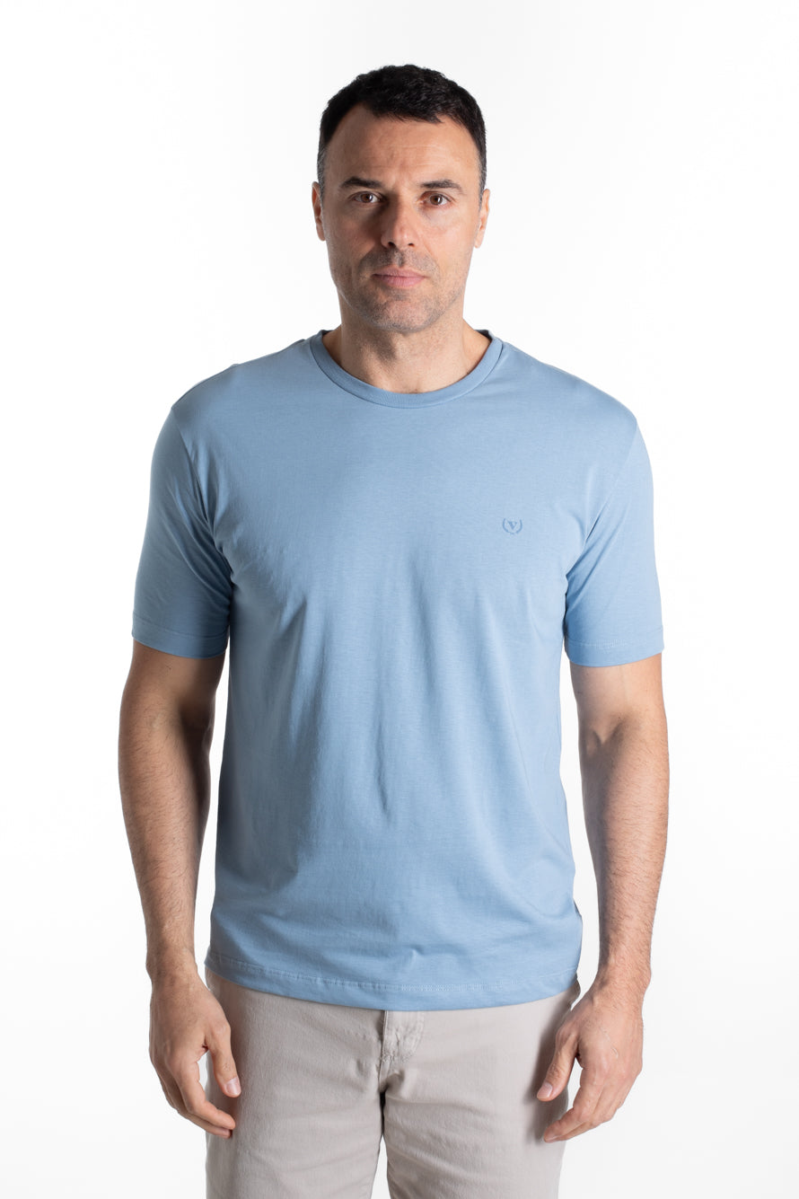 Camiseta Manga Curta Algodão Soft - Azul Claro