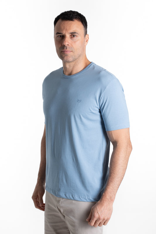 Camiseta Manga Curta Algodão Soft - Azul Claro
