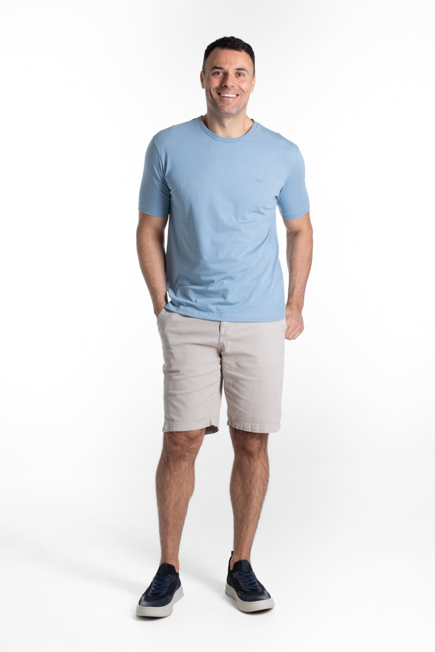 Camiseta Manga Curta Algodão Soft - Azul Claro