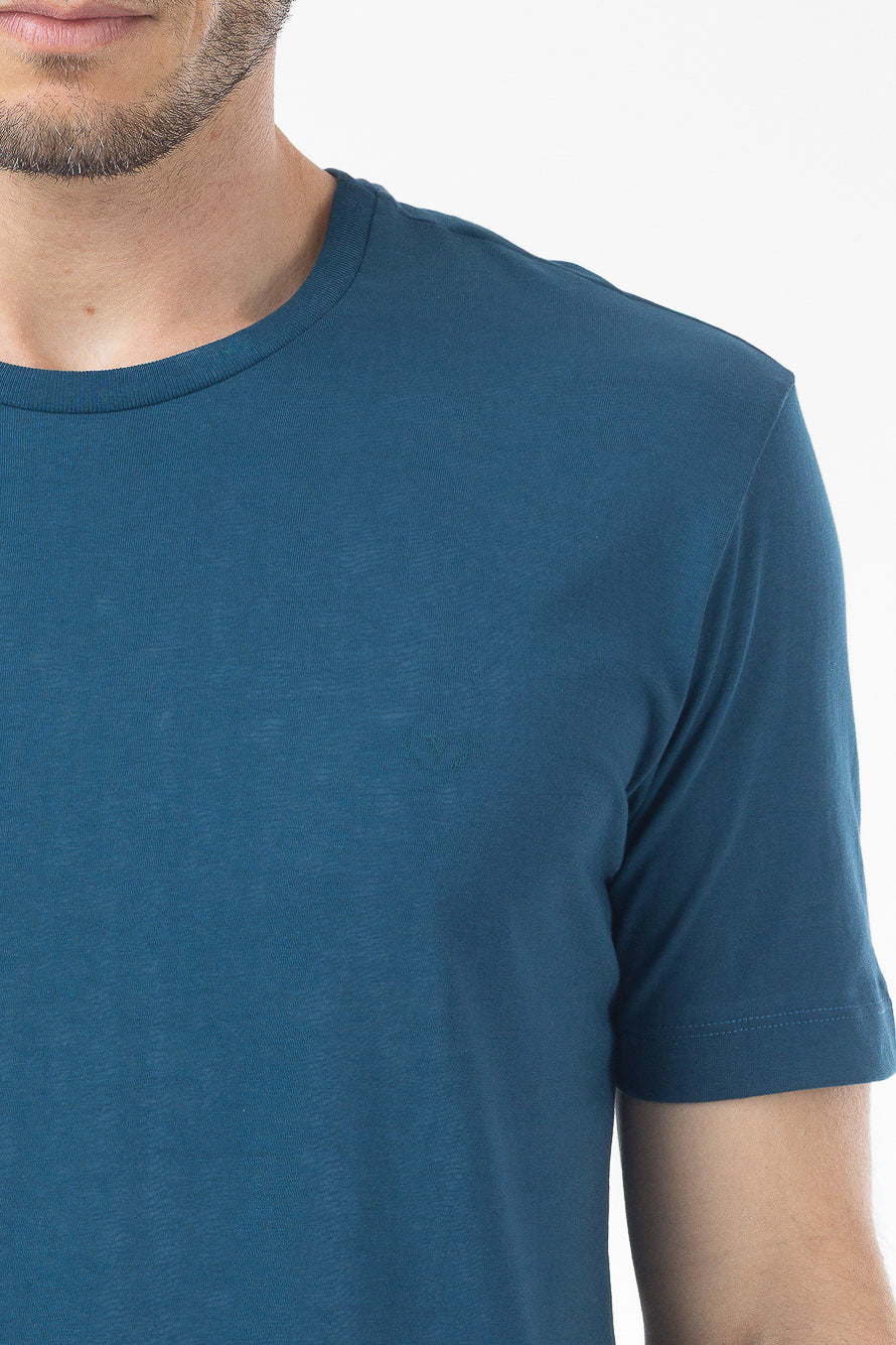 Camiseta Manga Curta Algodão Soft - Petroleo