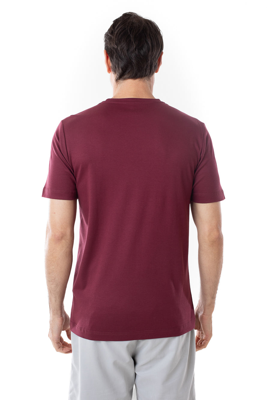 Camisa Manga Curta Gola Careca Lisa New Cotton - Vinho