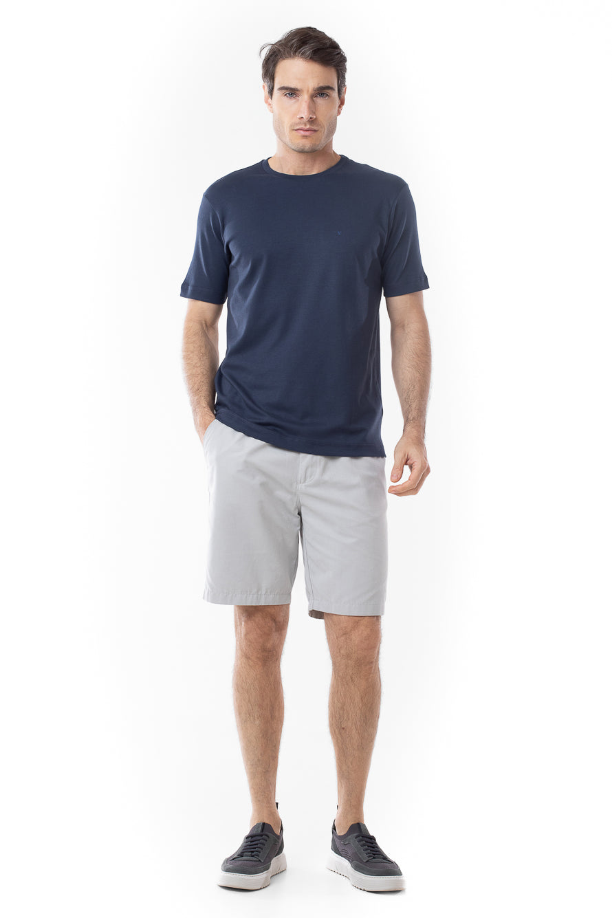 Camisa Manga Curta Gola Careca Lisa New Cotton - Marinho
