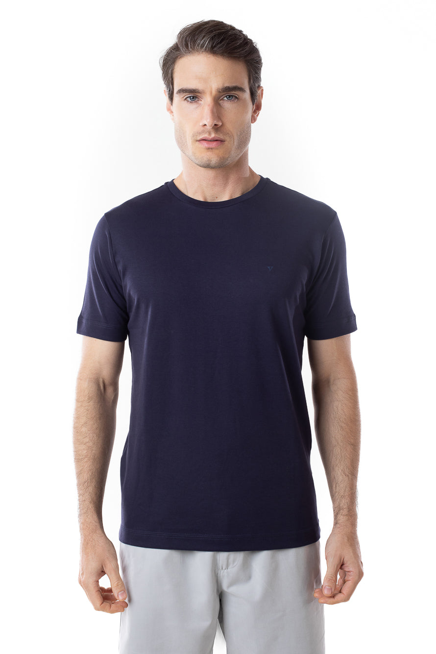 Camisa Manga Curta Gola Careca Lisa New Cotton - Dark