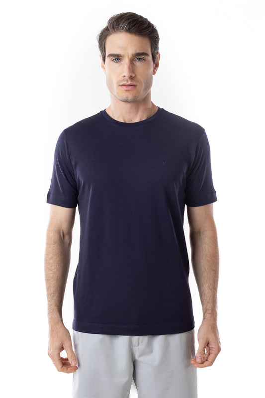 Camisa Manga Curta Gola Careca Lisa New Cotton - Dark