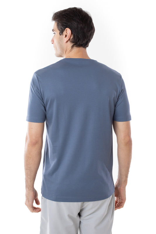 Camisa Manga Curta Gola Careca Lisa New Cotton  - Indigo