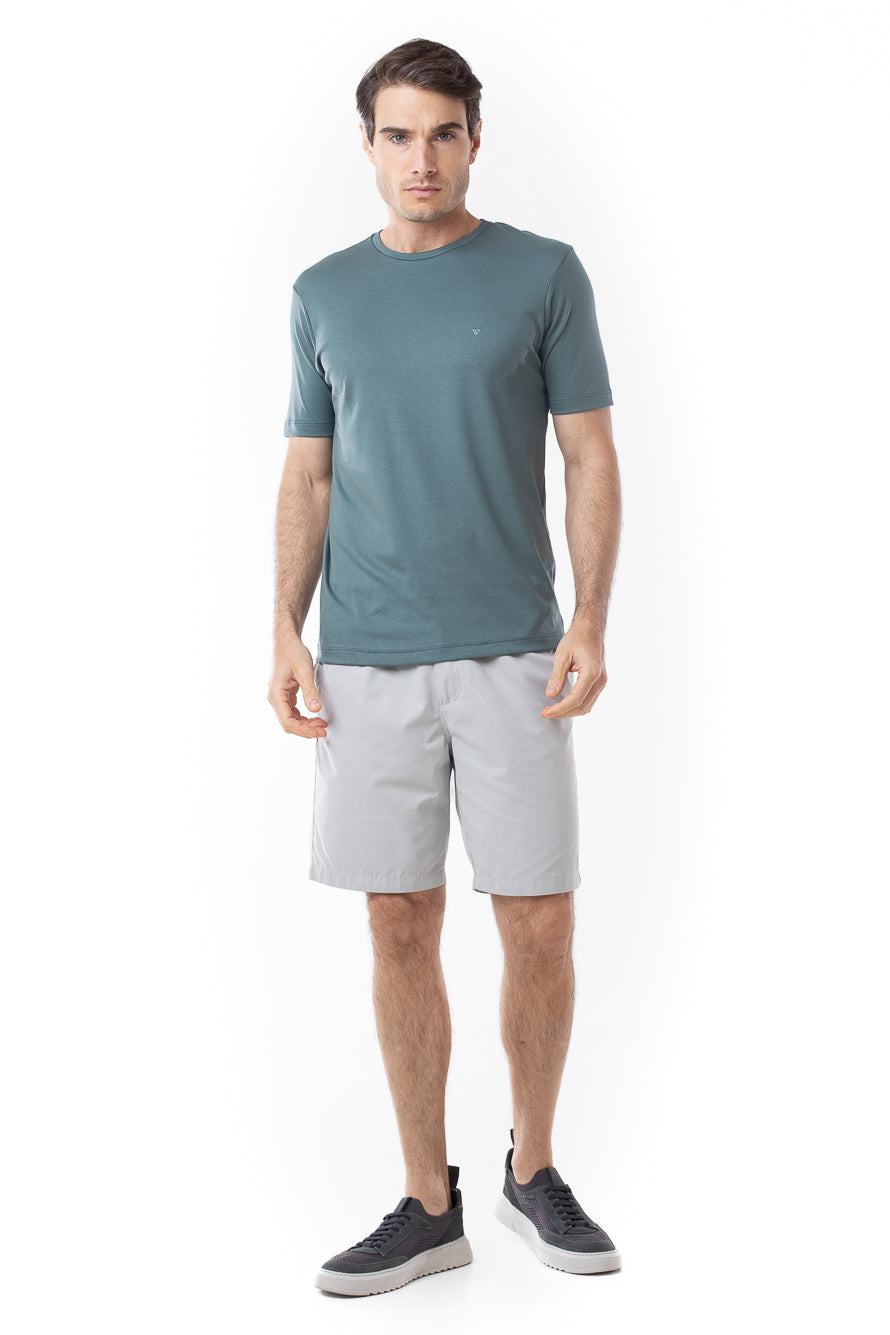 Camisa Manga Curta Gola Careca Lisa New Cotton - Verde Água